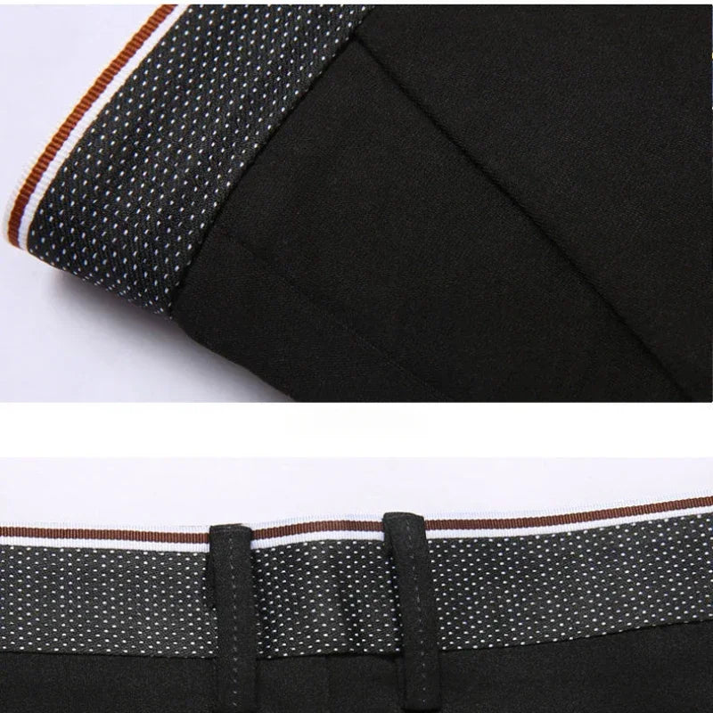 Men&#39;s Dress Pants Anti-Wrinkle High Elastic Slim Fit Casual Suit Pants Male Straight Slim Fit Formal Pencil Trousers Black Blue