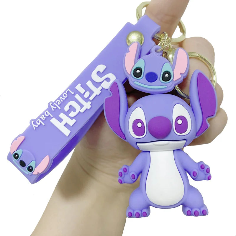 Cartoon Anime Disney Keychain Mickey Mouse Minnie Lilo &amp; Stitch Keyring Key Chain Car Pendant Kids Toys Gifts Wholesale