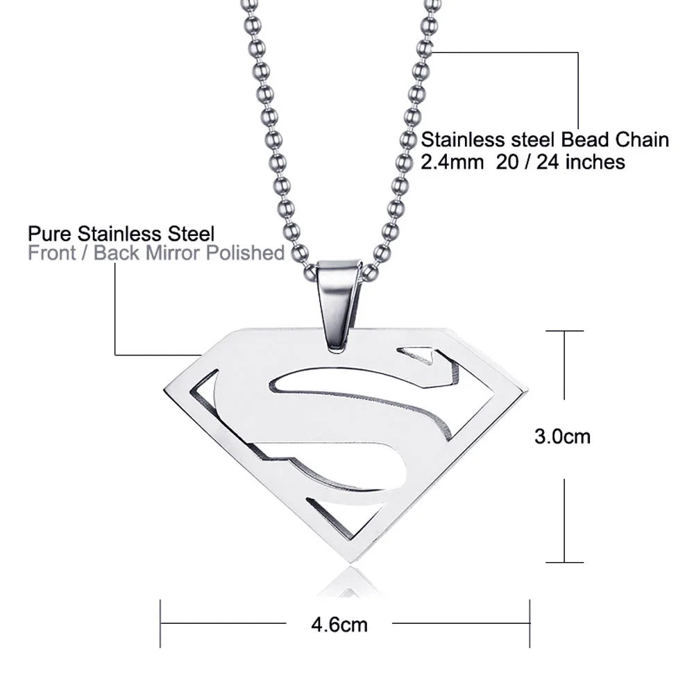 STEELBROS Never Fade High Polished Stainless Steel Movie Anime Pendant Super Hero Man Necklace Jewelry Gift For Boy Girl Kids