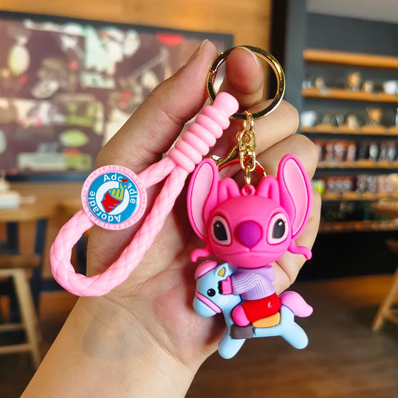 Cartoon Anime Disney Keychain Mickey Mouse Minnie Lilo &amp; Stitch Keyring Key Chain Car Pendant Kids Toys Gifts Wholesale