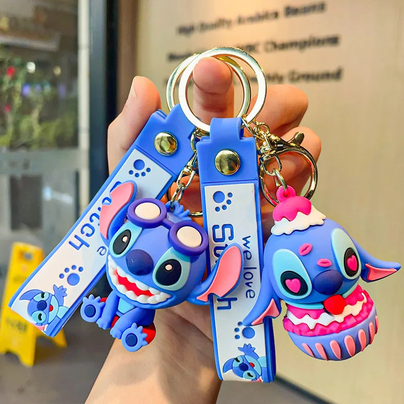 Cartoon Anime Disney Keychain Mickey Mouse Minnie Lilo &amp; Stitch Keyring Key Chain Car Pendant Kids Toys Gifts Wholesale