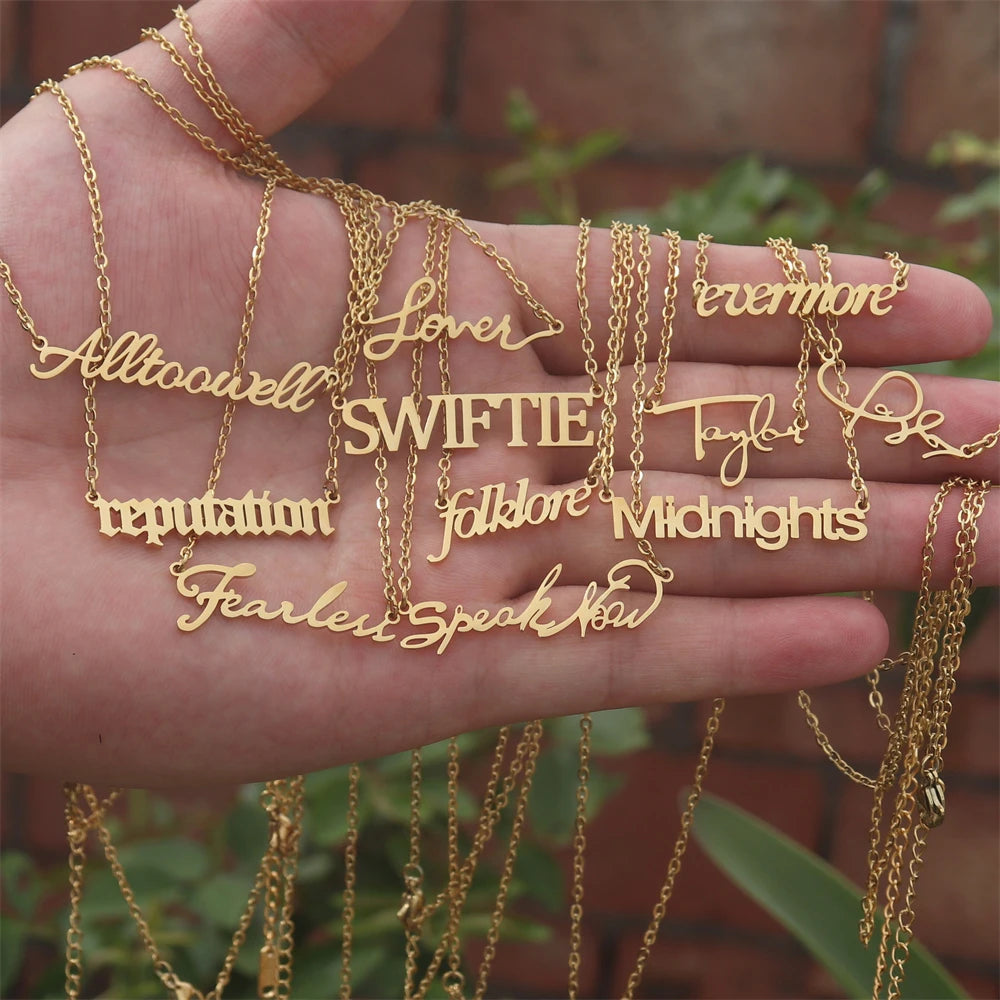 Reputation Singer Taylor Signature Necklace Inspired Music Lover Fan Gifts All Too Well Folklore SWIFTIE Outfit Jewelry Fearless