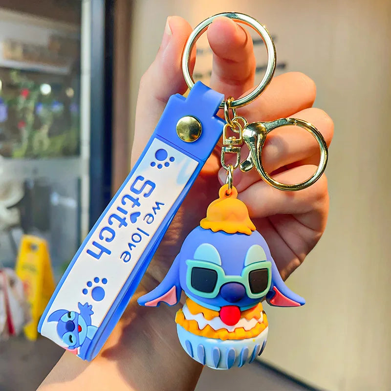 Cartoon Anime Disney Keychain Mickey Mouse Minnie Lilo &amp; Stitch Keyring Key Chain Car Pendant Kids Toys Gifts Wholesale