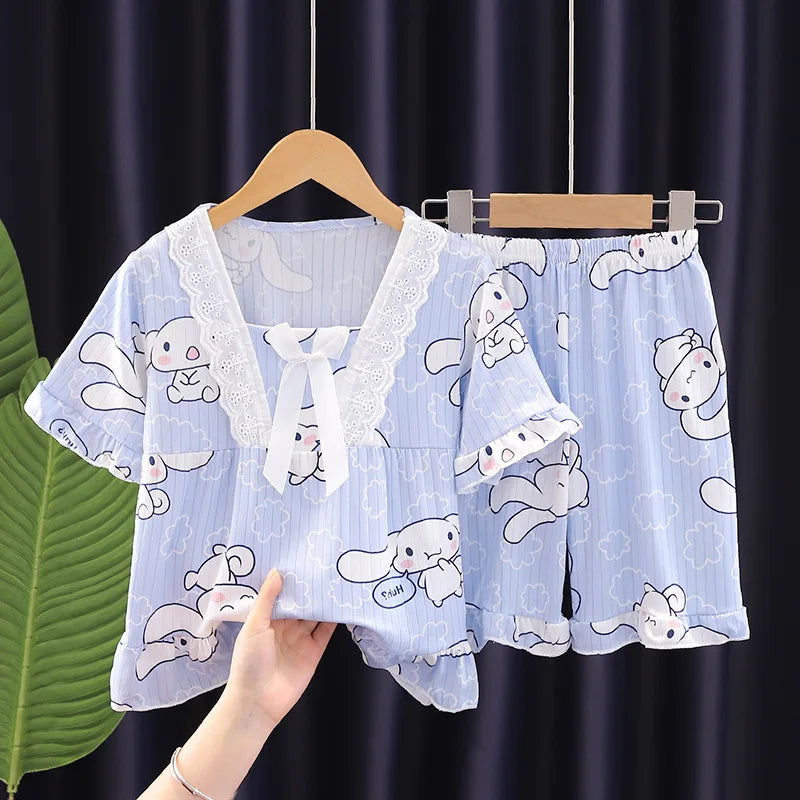 New  Cartoon  Casual Sports Children&#39;s Pajamas Shorts Kuromi Home Clothing Summer Clothing Printing T-shirt Shorts