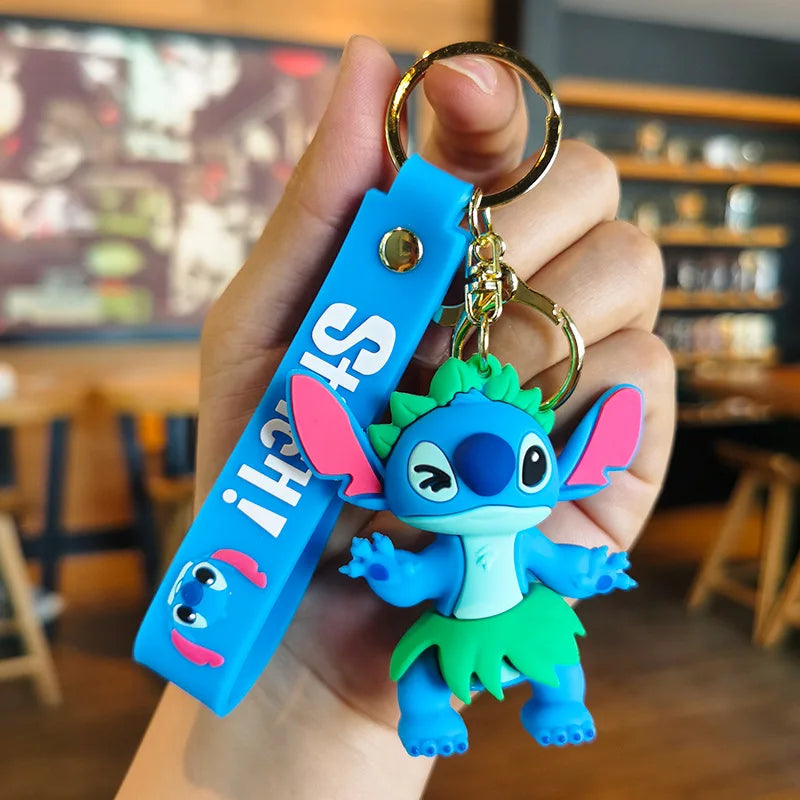 Cartoon Anime Disney Keychain Mickey Mouse Minnie Lilo &amp; Stitch Keyring Key Chain Car Pendant Kids Toys Gifts Wholesale