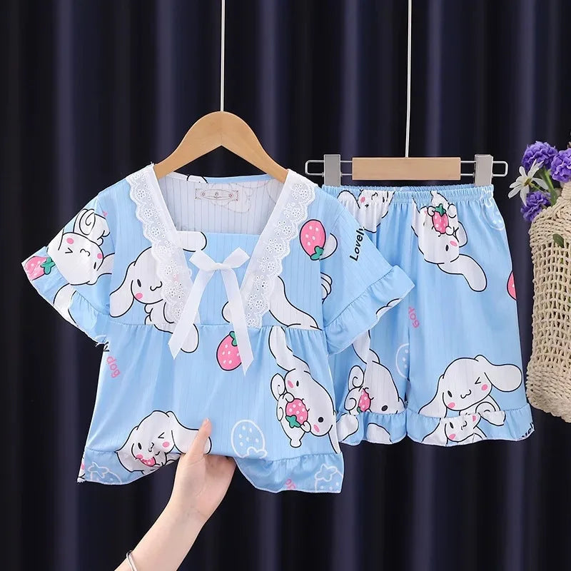 New  Cartoon  Casual Sports Children&#39;s Pajamas Shorts Kuromi Home Clothing Summer Clothing Printing T-shirt Shorts