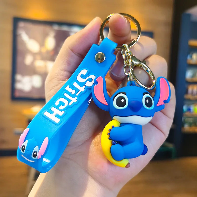Cartoon Anime Disney Keychain Mickey Mouse Minnie Lilo &amp; Stitch Keyring Key Chain Car Pendant Kids Toys Gifts Wholesale