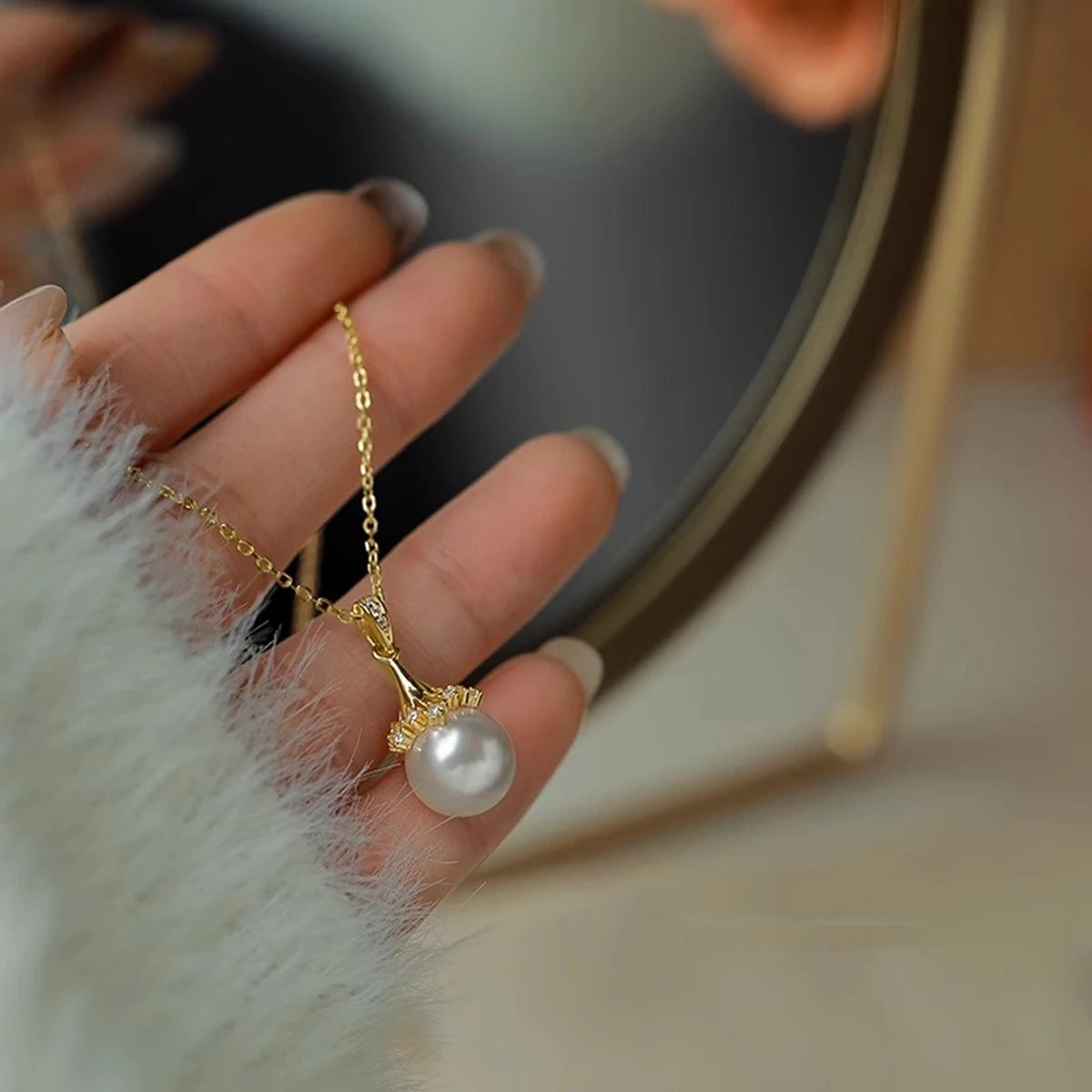 Szjinao 100% AU750 18K Gold Natrual Fresh Water Pearl Necklace With Certificate Women Pendant Jewelry Luxury Elegant Gift Female