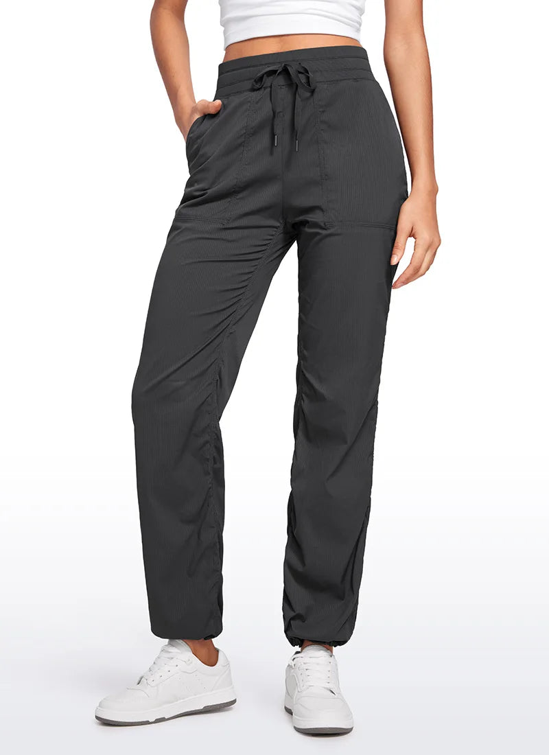 CRZ YOGA Lightweight Workout Pants for Women Casual Ruched Straight Leg Pants Work Gym Athletic Pants with Pockets