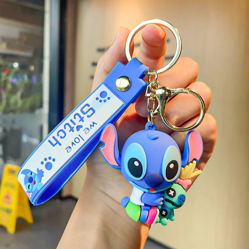 Cartoon Anime Disney Keychain Mickey Mouse Minnie Lilo &amp; Stitch Keyring Key Chain Car Pendant Kids Toys Gifts Wholesale