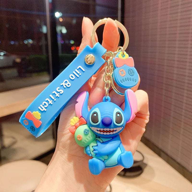 Cartoon Anime Disney Keychain Mickey Mouse Minnie Lilo &amp; Stitch Keyring Key Chain Car Pendant Kids Toys Gifts Wholesale