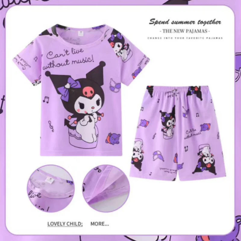 New Children Clothing Summer Winnie Bear Boys Girls Kids Clothing Sets Stitch Cartoon Suit Mikey Kid Sleepwear Short Sleeve