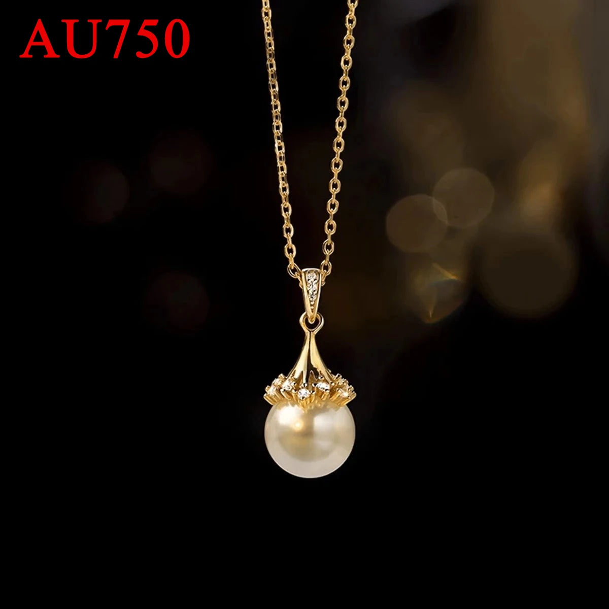 Szjinao 100% AU750 18K Gold Natrual Fresh Water Pearl Necklace With Certificate Women Pendant Jewelry Luxury Elegant Gift Female