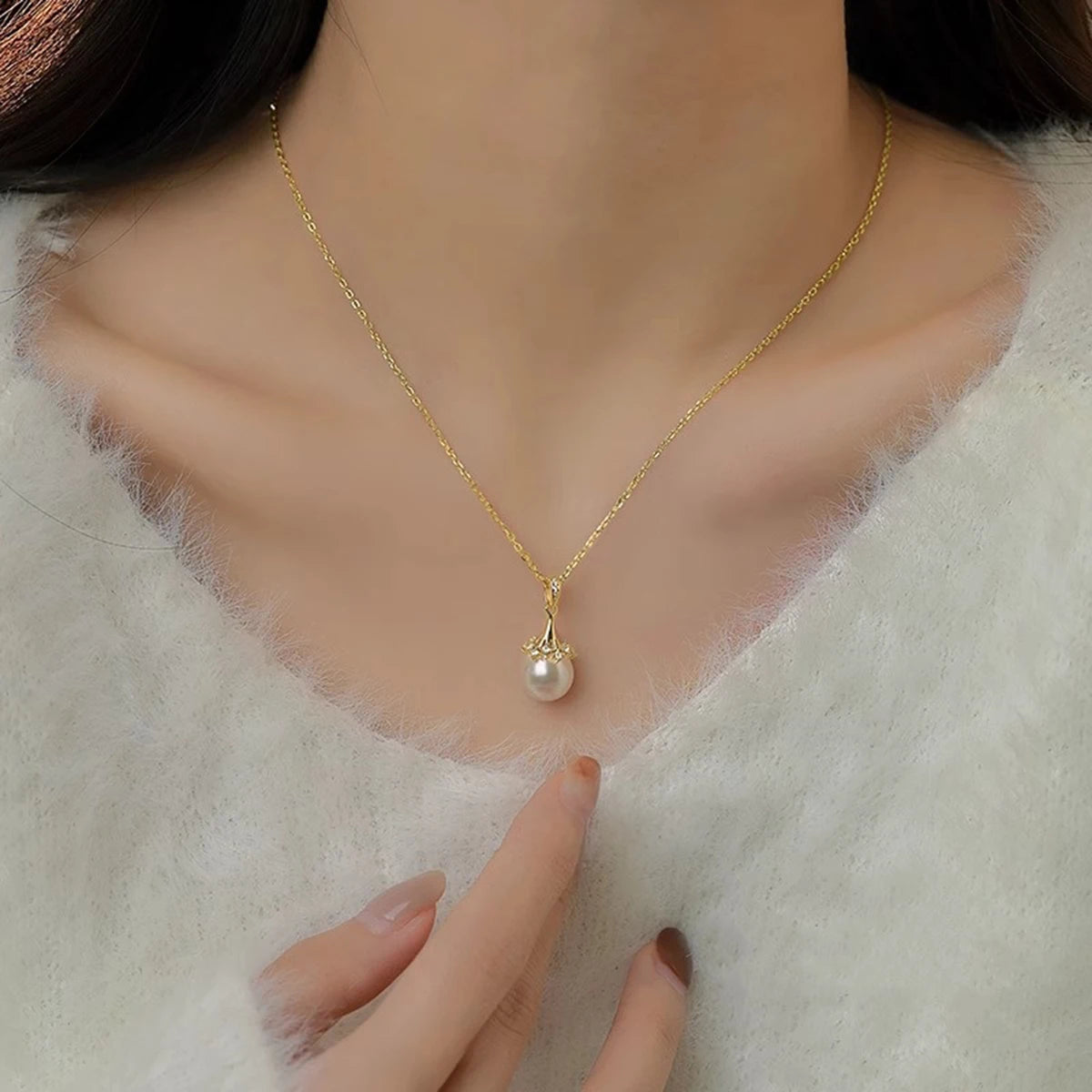 Szjinao 100% AU750 18K Gold Natrual Fresh Water Pearl Necklace With Certificate Women Pendant Jewelry Luxury Elegant Gift Female