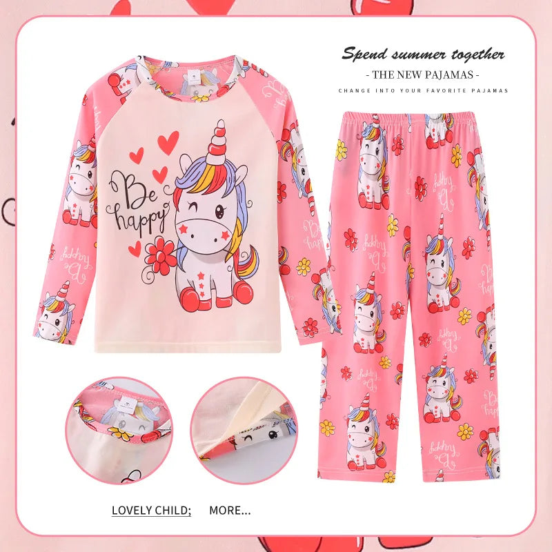 New Children Pyjamas Elsa nighty Girls Sets Kid Mermaid Home Wear Travel Pink nightwear Minnie Casual Sleepwear Suit