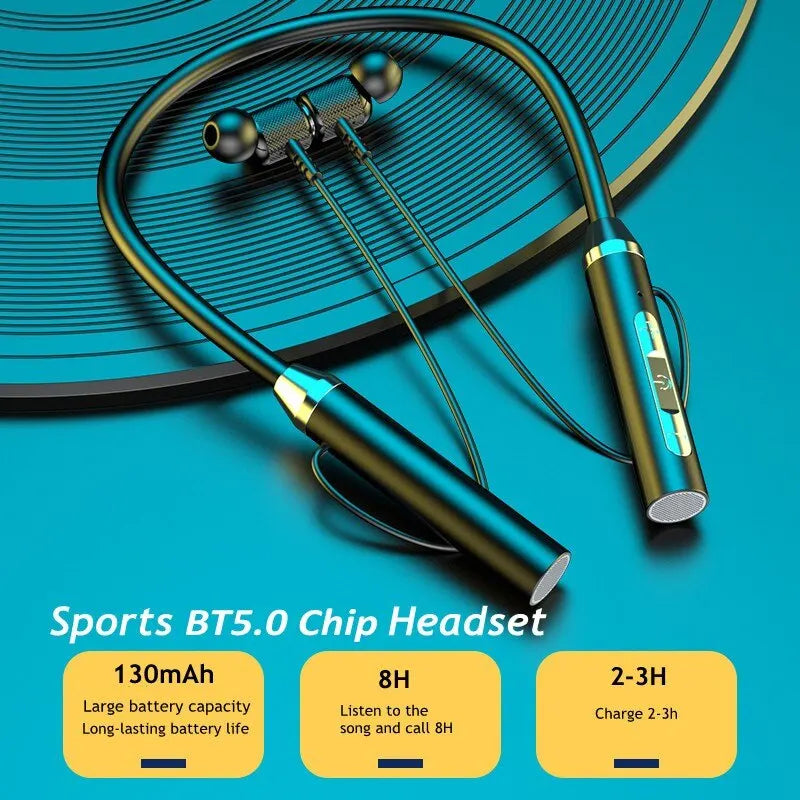 Wireless Headphone Earbud Bluetooth 5.0 Neckband Earphones Silicone Hifi 9D Stereo Sports Headset Halter Waterproof Magnetic Earbud