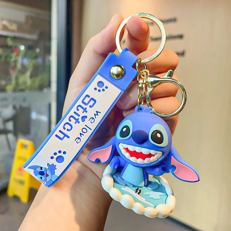 Cartoon Anime Disney Keychain Mickey Mouse Minnie Lilo &amp; Stitch Keyring Key Chain Car Pendant Kids Toys Gifts Wholesale