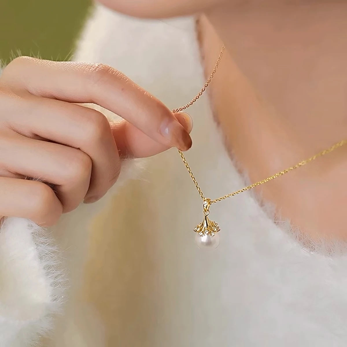 Szjinao 100% AU750 18K Gold Natrual Fresh Water Pearl Necklace With Certificate Women Pendant Jewelry Luxury Elegant Gift Female