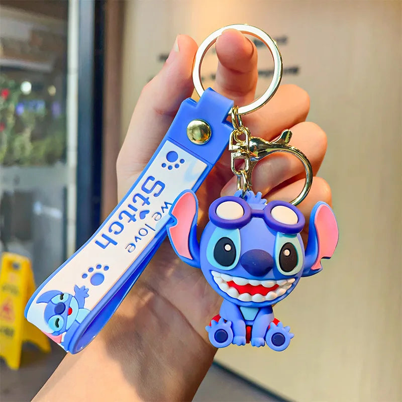 Cartoon Anime Disney Keychain Mickey Mouse Minnie Lilo &amp; Stitch Keyring Key Chain Car Pendant Kids Toys Gifts Wholesale