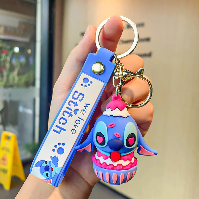 Cartoon Anime Disney Keychain Mickey Mouse Minnie Lilo &amp; Stitch Keyring Key Chain Car Pendant Kids Toys Gifts Wholesale