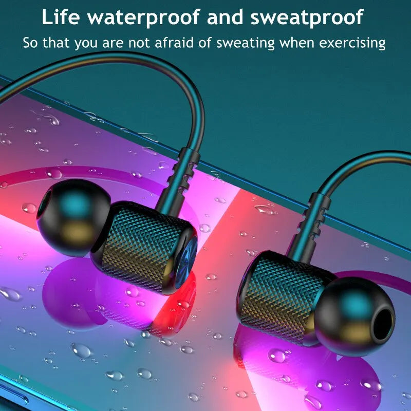 Wireless Headphone Earbud Bluetooth 5.0 Neckband Earphones Silicone Hifi 9D Stereo Sports Headset Halter Waterproof Magnetic Earbud
