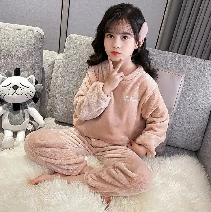 New Fall and Winter Children&#39;s Pajamas Coral Velvet Boys and Girls Thickened Warm Clothes Suit Parent-Child Home Wear Pajamas