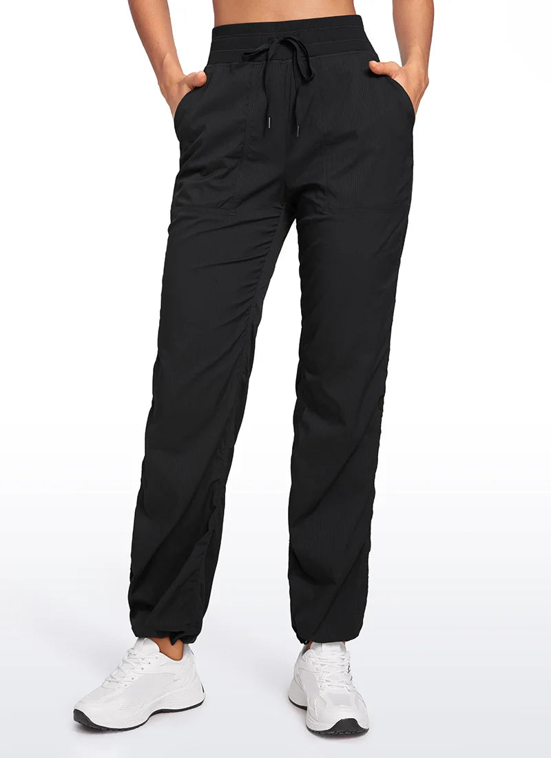 CRZ YOGA Lightweight Workout Pants for Women Casual Ruched Straight Leg Pants Work Gym Athletic Pants with Pockets