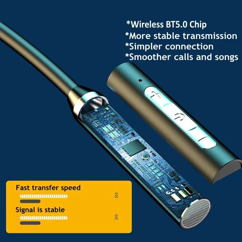 Wireless Headphone Earbud Bluetooth 5.0 Neckband Earphones Silicone Hifi 9D Stereo Sports Headset Halter Waterproof Magnetic Earbud