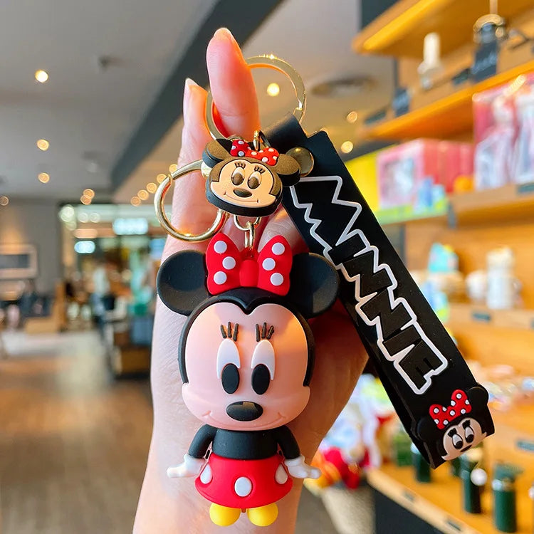 Cartoon Anime Disney Keychain Mickey Mouse Minnie Lilo &amp; Stitch Keyring Key Chain Car Pendant Kids Toys Gifts Wholesale