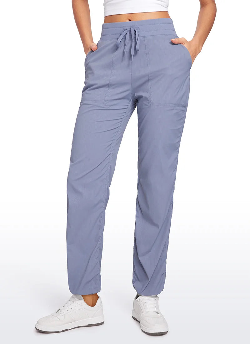 CRZ YOGA Lightweight Workout Pants for Women Casual Ruched Straight Leg Pants Work Gym Athletic Pants with Pockets