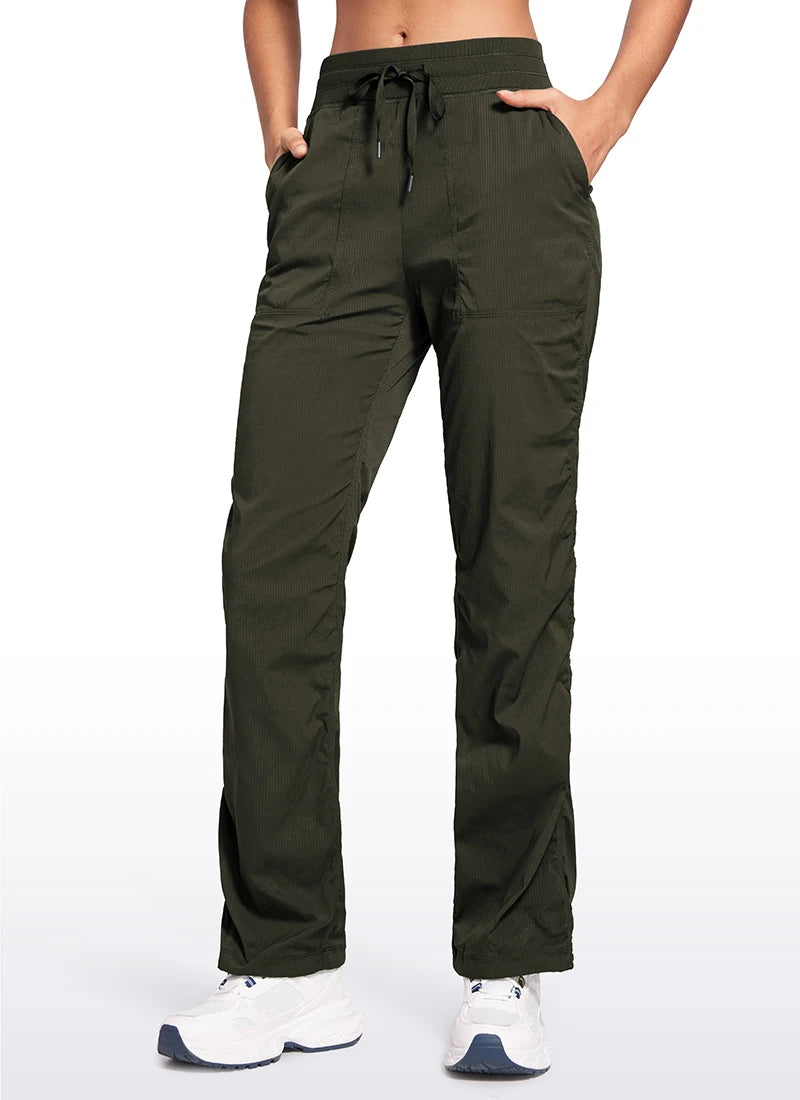 CRZ YOGA Lightweight Workout Pants for Women Casual Ruched Straight Leg Pants Work Gym Athletic Pants with Pockets