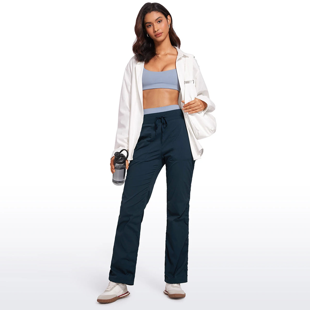 CRZ YOGA Lightweight Workout Pants for Women Casual Ruched Straight Leg Pants Work Gym Athletic Pants with Pockets